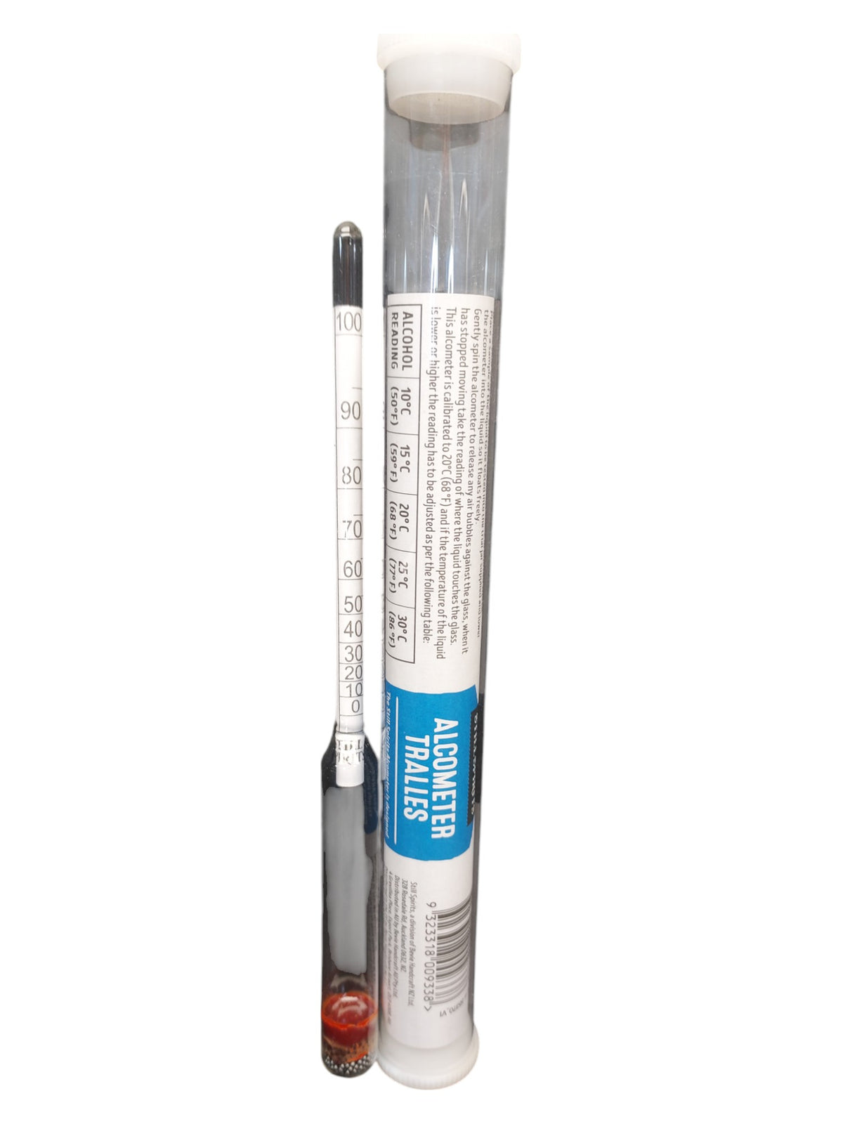 Used to measure the alcohol content of distilled spirits.