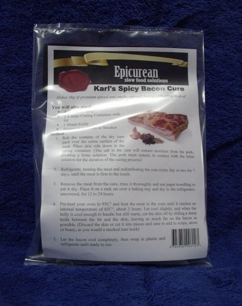 Karl's Spiced Bacon Cure has been made to create an exotic and full-flavoured bacon.

Smoke infused with a blend of Pimento, Pepper, Garlic and other spices, this cure produces a bacon that is a real breakfast hit!