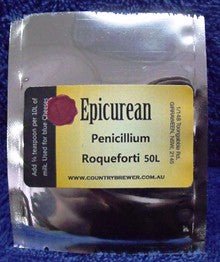 Penicillium roqueforti is an indispensable ingredient in the production of blue cheeses such as Danish Blue, Stilton and Roquefort.

This particular strain will produce blue/green mould veins through a cheese with a  creamy texture and an intermediate flavour and aroma.